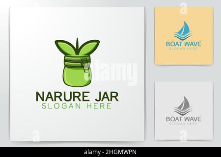 Jar and seed Logo Designs Inspiration Isolated on White Background Stock Vector