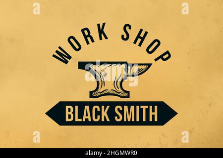 Forge, blacksmith logo or label. Stock Vector