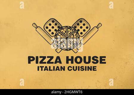 vintage italian pizza logo Designs Inspiration Isolated on White Background Stock Vector