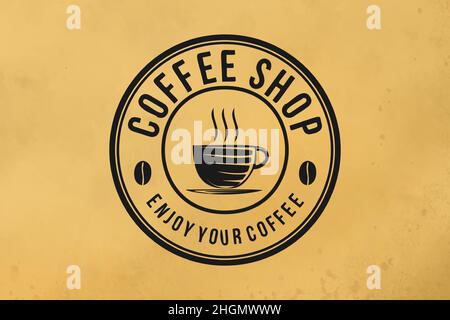 Steam coffee drinks and coffee cup, coffee shop logo Designs Inspiration Isolated on White Background Stock Vector