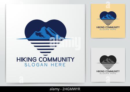 mountain love, climber community logo Designs Inspiration Isolated on White Background Stock Vector