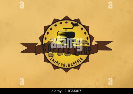 coffee grinder, coffee roaster, vintage coffee shop logo Designs Inspiration Isolated on White Background Stock Vector