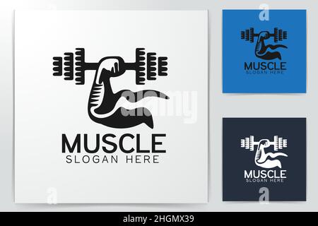 Barbel Gym Dumbbell fitness Hand biceps Logo Designs Inspiration, Vector Illustration Stock Vector