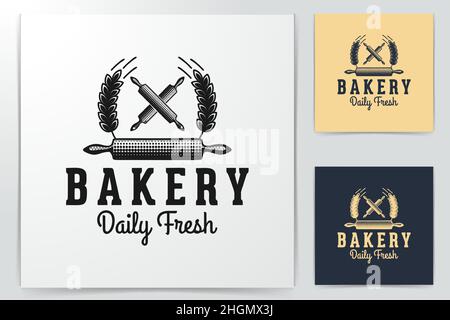 Crossed rolling pin and Wheat, Bakery Logo Designs Inspiration, Vector ...