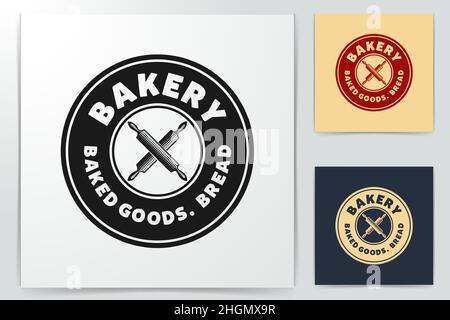 Crossed rolling pin, Vintage Bakery Logo Designs Inspiration, Vector ...