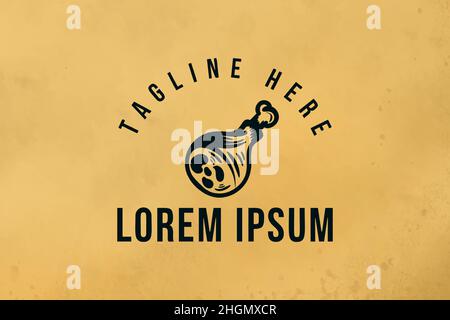 chicken thighs, hand drawn logo design Stock Vector