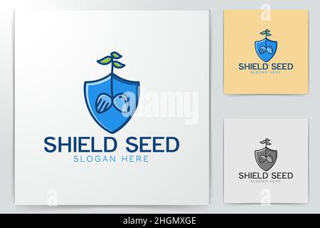 shield, tree protector logo Designs Inspiration Isolated on White Background Stock Vector