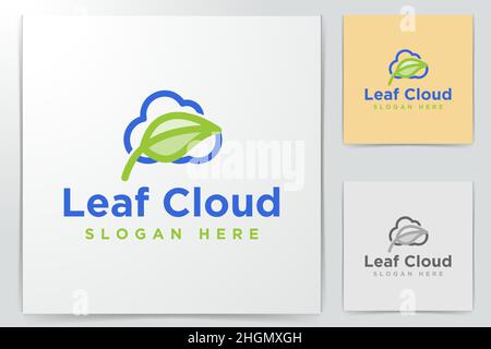 Leaf and cloud, healthy tech Logo Inspiration isolated on white background Stock Vector