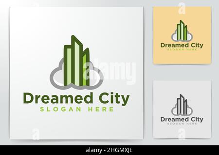 Cloud, Town, Dreamed city Logo Inspiration isolated on white background Stock Vector