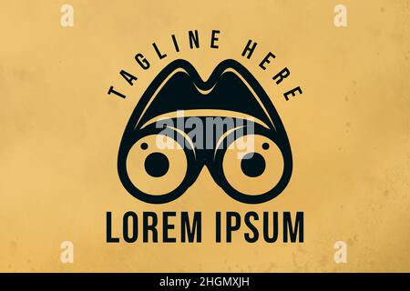 vintage Binoculars, adventure and camping logo Stock Vector
