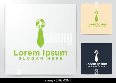 Tie, Recycle Symbol, Worker Logo Stock Vector