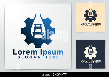 Abstract Gear, railroads Logo Designs, Vector Illustration Stock Vector