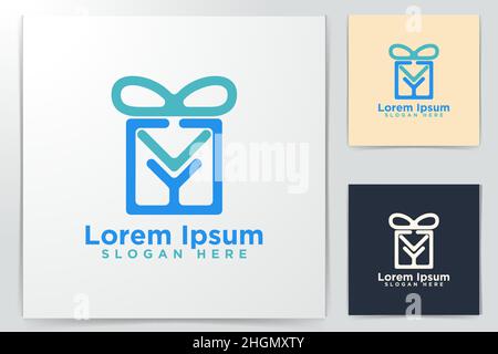 envelope, Gift Box Logo Designs, Vector Illustration Stock Vector