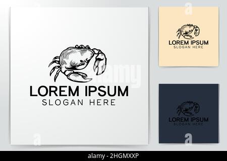 Hand Drawn crab Logo Designs Vector Illustration Stock Vector