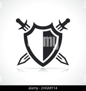 shield and crossed swords medieval emblem icon Stock Vector