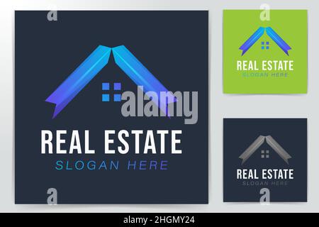 House Building, Real estate, Arrow Up Marketing Logo Ideas. Inspiration logo design. Template Vector Illustration. Isolated On White Background Stock Vector