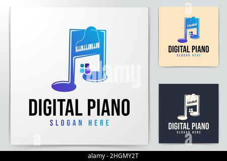 Digital piano note logo Ideas. Inspiration logo design. Template Vector Illustration. Isolated On White Background Stock Vector