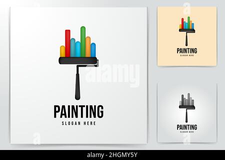 Roll Painting logo Ideas. Inspiration logo design. Template Vector Illustration. Isolated On White Background Stock Vector
