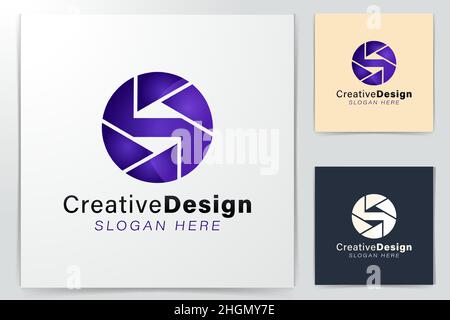 Initial letter S Modern Shutter Camera Logo Ideas. Inspiration logo design. Template Vector Illustration. Isolated On White Background Stock Vector