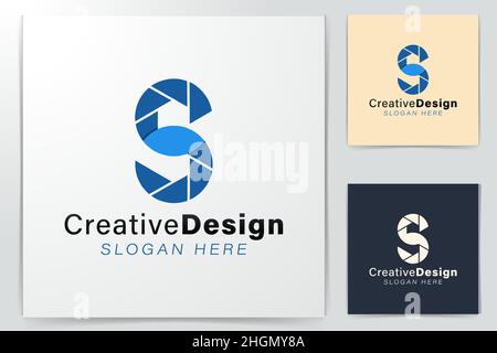 Initial letter S Modern Shutter Camera Logo Ideas. Inspiration logo design. Template Vector Illustration. Isolated On White Background Stock Vector