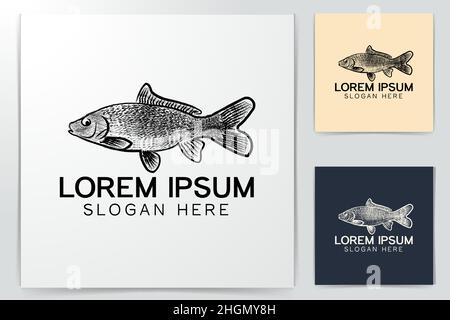 Hand Drawn Poke fish Logo Ideas. Inspiration logo design. Template Vector Illustration. Isolated On White Background Stock Vector