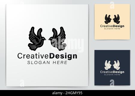 flying dove / bird/ pigeon. Twin marriage Logo Ideas. Inspiration logo design. Template Vector Illustration. Isolated On White Background Stock Vector