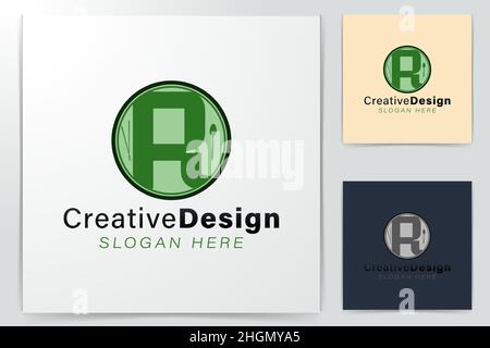 Initial letter R helathy food Modern Logo Ideas. Inspiration logo design. Template Vector Illustration. Isolated On White Background Stock Vector