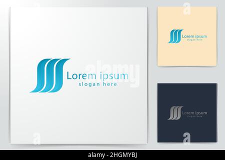 Initial letter S M Wave Modern Logo Ideas. Inspiration logo design. Template Vector Illustration. Isolated On White Background Stock Vector