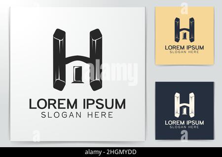 letter H house logo Designs Inspiration Isolated on White Background Stock Vector