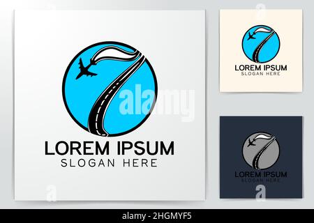 number 7, traveling plane logo Designs Inspiration Isolated on White Background Stock Vector