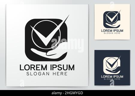 hand and check mark logo Designs Inspiration Isolated on White Background Stock Vector