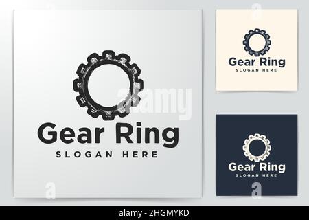 Gear Ring Logo Inspiration isolated on white background Stock Vector