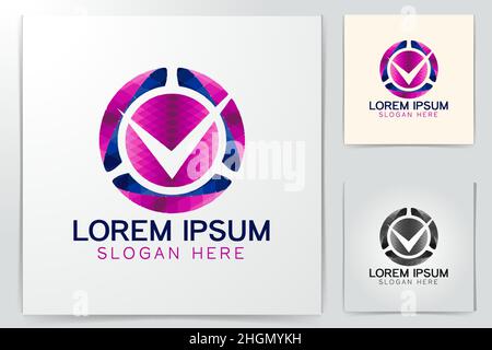 round and check mark logo Designs Inspiration Isolated on White Background Stock Vector