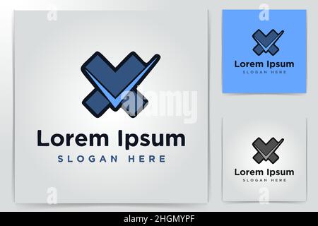 letter X, check list, Agree and disagree Logo Inspiration isolated on white background Stock Vector