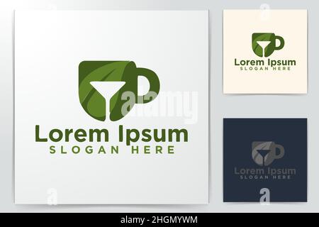 Mug, And Negative Space of Glass Wine, Logo Designs, Vector Illustration Stock Vector