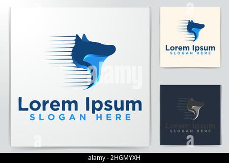 Wolf Fast, Speed Logo Designs, Vector Illustration Stock Vector