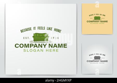 creative vintage premium sofa furniture logo Ideas. Inspiration logo design. Template Vector Illustration. Isolated On White Background Stock Vector