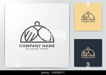 cover plate, fork and spoon. food logo Ideas. Inspiration logo design. Template Vector Illustration. Isolated On White Background Stock Vector