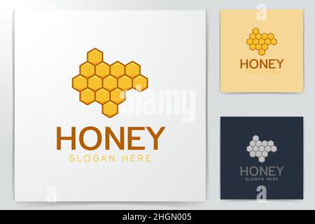 hexagon honey logo Ideas. Inspiration logo design. Template Vector Illustration. Isolated On White Background Stock Vector