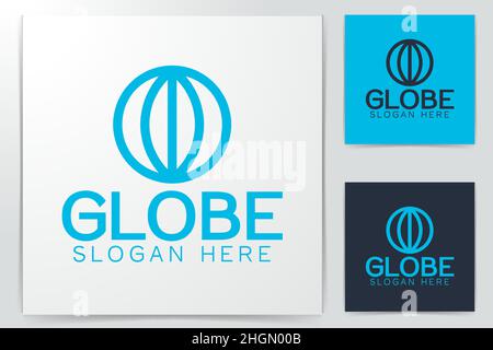 sphere. mono line globe logo Ideas. Inspiration logo design. Template Vector Illustration. Isolated On White Background Stock Vector