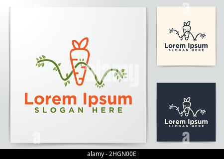 carrot, Vegetable, Mono Line Logo Designs, Vector Illustration Stock Vector