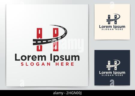 Letter H, Abstract Road Logo Designs, Vector Illustration Stock Vector