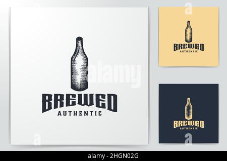 hand drawn glass bottle logo Ideas. Inspiration logo design. Template Vector Illustration. Isolated On White Background Stock Vector