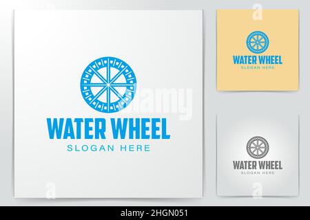 round water wheel, turbine logo Ideas. Inspiration logo design. Template Vector Illustration. Isolated On White Background Stock Vector