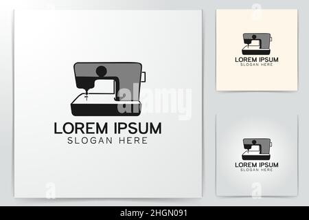 sewing machine logo Designs Inspiration Isolated on White Background Stock Vector