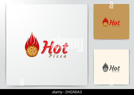 hot pizza logo Designs Inspiration Isolated on White Background Stock Vector