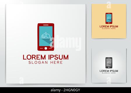phone and plate, app logo Designs Inspiration Isolated on White Background Stock Vector