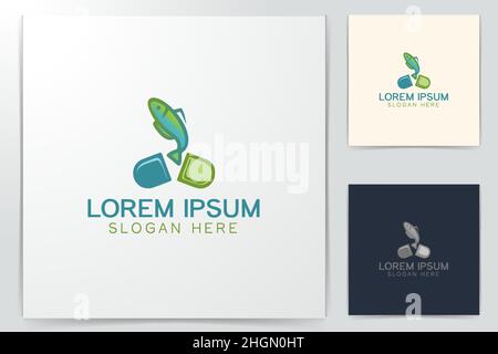 pill, fish, supplement logo Designs Inspiration Isolated on White Background Stock Vector