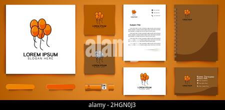 flying balloon decoration logo business branding package template Designs Inspiration Isolated on White Background Stock Vector