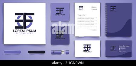 letter E F monogram logo business branding package template Designs Inspiration Isolated on White Background Stock Vector